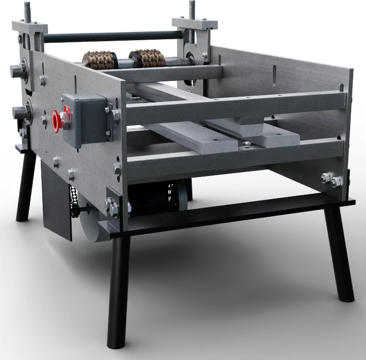 Render of a chain-driven feeder machine